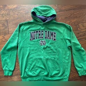 Notre Dame Green Hoodie with Navy Embroidered Logo size unisex Large